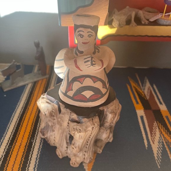 Folk Art Diane Wade Clay Folk Art Woman Figurine
